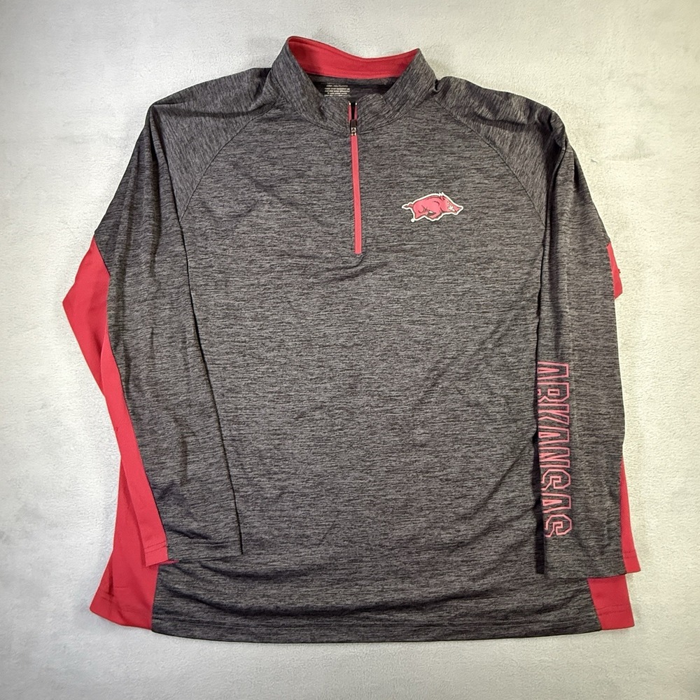 Arkansas‎ Razorbacks Colosseum 1/4 Zip Long Sleeve Active Pullover Men's 2XL